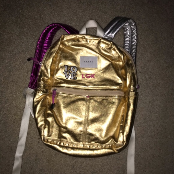 1. State Other - Metallic gold and pink backpack